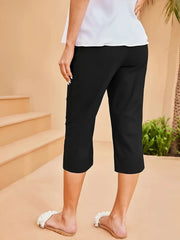 Plus Size 1XL-5XL Women Fashion  Casual Straight Leg Pants for Women Casual Solid Color Woven Fabric with Pockets Pants
