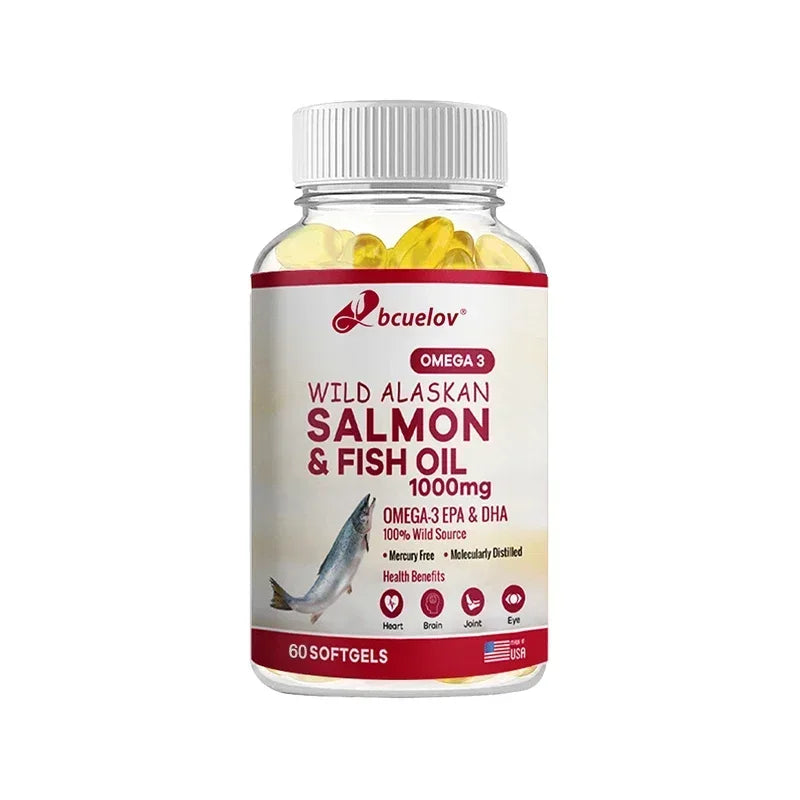 Wild Alaskan Salmon Oil - Pure Fish Omega 3 EPA DHA Fatty Acids - Supports Joint Function, Brain, Eye, Immune and Heart Health