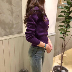 2025 Autumn Long Sleeve Fashion Women Cardigans Sweater Knitted Coat Short Casual Single Breasted Korean Slim Chic Ladies Tops