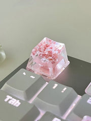 1Pcs High Quality Epoxy DIY Translucent Leaves Dry Flowers Paper Cross Axis Mechanical Keyboard Keycap Universal Accessories