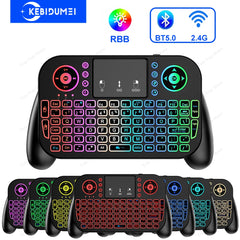 2.4G Wireless Keyboard with Touchpad RGB Backlit Keyboard Rechargeable Mini Keyboard Bluetooth 5.0 Keyboard for Android TV Box