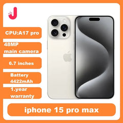 هاتف Apple iPhone 15 pro Max الأصلي غير مقفل 98% جديد من Apple بسعة 256 جيجابايت/512 جيجابايت وبطاقة ESIM مزدوجة وذاكرة وصول عشوائي (RAM) سعة 8 جيجابايت وشاشة OLED مقاس 6.7 بوصة وشريحة A17pro وتقنية 5G NFC