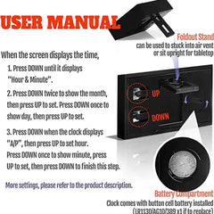 Mini Digital Clock Large Screen Car Dashboard Electronic Clock Self-adhesive Mini Clock Car Clock For Truck Dashboard