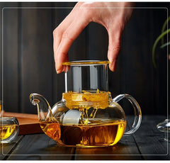 400ml/1000ml Filterable Heat-resistant Thickened Glass Teapot High Borosilicate Glass Flower Tea Pot Heatable Glass Tea Set
