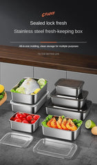 Thickened Square Plate Stainless Steel Rectangular Food Storage Pan With Lid Commercial Dish Tray Freshing Lunch Box Container