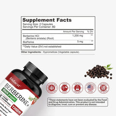 Berberine Supplement 1200 Mg Per Serving - Highly Absorbed, Heart Health, Weight Management, Antioxidant