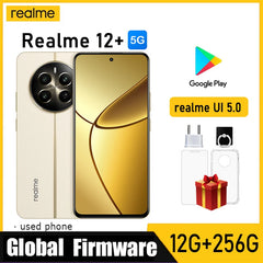 هاتف OPPO Realme 12+ 5G الذكي عالميًا مفتوح المصدر realme 5.0 12GB 256GB 5000mAh realme UI 5.0 كاميرا 50MP + 16MP هاتف مستعمل