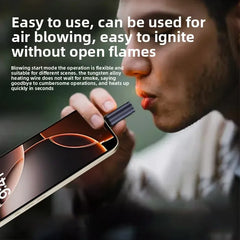 Type C Mini Lighter Blow-to-Ignite Auto Shut-Off for Air Travel Outdoor No Battery No Flame USB C Cigarette Lighter Adapter