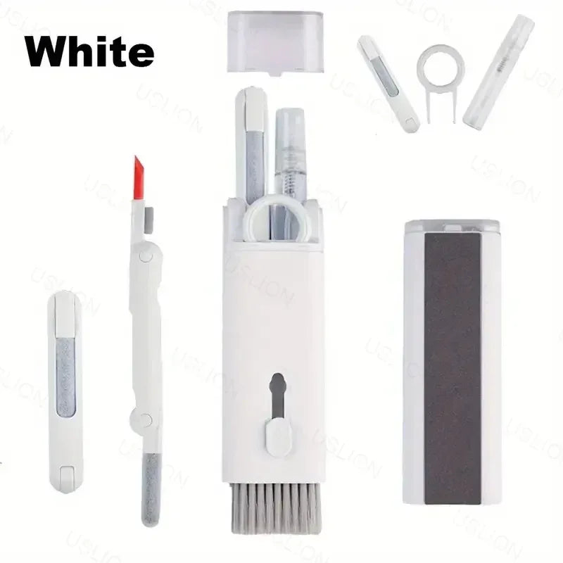 White multi-tool cleaning kit set with brushes, cloth, and swab accessories