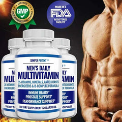 Daily Multivitamin for Men, for Prostate Energy Concentration Metabolism Immunity Vitamins: A C D E (B1 B2 B3 B5 B6 B7 B9 B12)