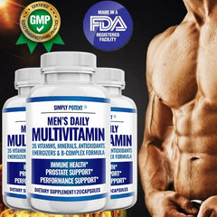 Daily Multivitamin for Men, for Prostate Energy Concentration Metabolism Immunity Vitamins: A C D E (B1 B2 B3 B5 B6 B7 B9 B12)