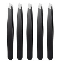 Black Eyebrow Tweezers Stainless Steel Slant Tip Hair Removal Makeup Tool Kit Eyelashes Extension  Double Eyelid  Application