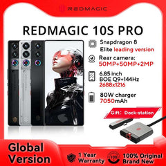Global Version Redmagic 10S Pro NX789J Snapdragon 8 Elite Leading Version 6.853" Q9+144Hz AMOLED 50*2+2+16MP 7050mAh 80W NFC