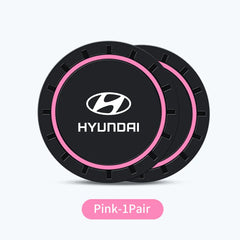 2Pcs Car Silicone Coaster Anti-Slip Water Cup Drink Mat For Hyundai Creta SantaFe Kona Genesis Equus Coupe Azera ioniq