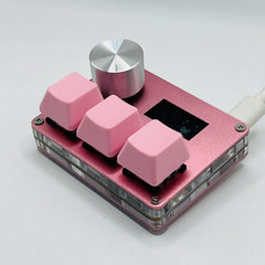 O3C SayoDevice OSU O3C مفاتيح هول ذات الزناد السريع ومفاتيح مغناطيسية وردية اللون ولوحة مفاتيح بمقبض وشاشة ونسخ ولصق وقص