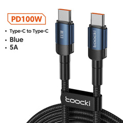 كابل Toocki 100 واط من النوع C إلى USB C بتقنية PD 3.0 للشحن السريع 4.0 من النوع C إلى النوع C لأجهزة iPhone 15 وMacbook وSamsung وXiaomi