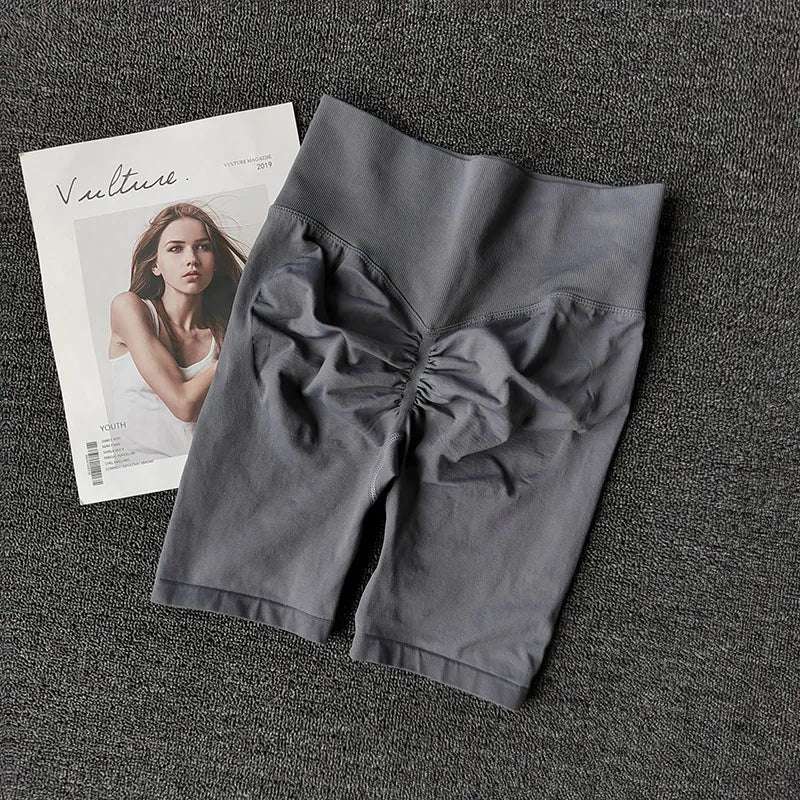 Summer Seamless Yoga Shorts High Waist Workout Shorts Women Sexy Booty Tummy Control Gym Leggings Breathable Running Shorts