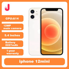 هاتف iPhone 12 Mini 5G الأصلي بسعة 4 جيجابايت و64/128/256 جيجابايت ونظام تشغيل IOS A14 بشاشة 5.4 بوصة وكاميرا مزدوجة بدقة 12 ميجابكسل iphone12mini