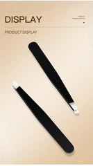 CNK  Wholesale Stainless Steel Black Eyebrow Tweezer with Slant and Flat Point Beauty Tools for Eyebrows & Ingrown Hair Removal
