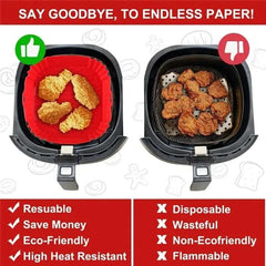 1PC Reusable Airfryer Pan Liner Accessories Silicone Air Fryers Oven Baking Tray Pizza Fried Chicken Airfryer Silicone Basket