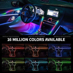 Car LED Ambient Light 64 Color Acrylic Strips 110cm Full Colors RGB Car Interior Hidden App Remote Control Atmosphere Lamp