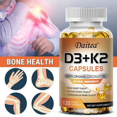 Vitamin K2 (MK7) with D3-5000 IU Supplement-120 Capsules, Immune Support Health, Bone Health, Cardiovascular Health Support