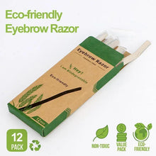 Wheat-straw eyebrow razors with 12-pack cardboard box and included protective cover