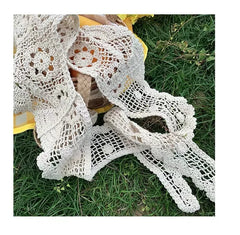 Women Shrugs Lace Hollow Out Female Summer Casual All-match Shawls Simple Scarf-collar Sleeveless Knitted Tops Korean Style Chic