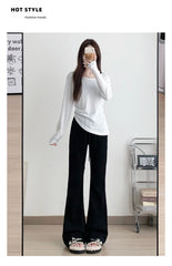ay High Waist Bell Bot Pants Women's Summer 2025 New Casual Sports Sweatpants Small Size Slimming  Hoof Pants