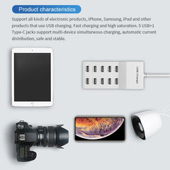 High Speed 10 Ports 5V USB Hub AC Charger Strip Adapter Portable USB Power Adapter for Home Office Travel Wall Charger EU Plug