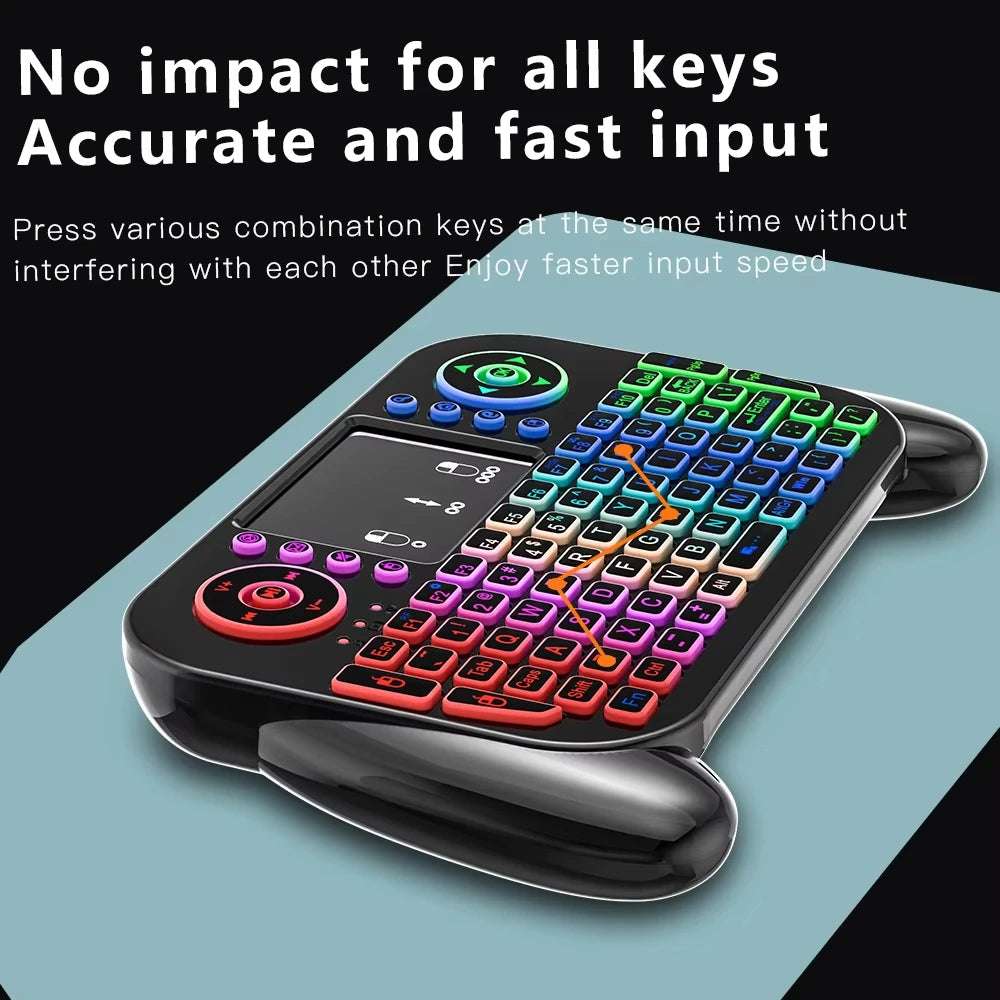 2.4G Wireless Keyboard with Touchpad RGB Backlit Keyboard Rechargeable Mini Keyboard Bluetooth 5.0 Keyboard for Android TV Box