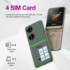 هاتف محمول SERVO Pocket S1 بأربع بطاقات SIM قابل للطي، اتصال سريع، GSM، صوت سحري، مصباح يدوي، تسجيل مكالمات، MP4، FM، نسيج، هواتف خلوية