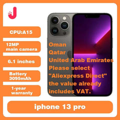 Unlocked OriginalApple iPhone 13 pro 128GB/256GB ROM A15 Bionic Chip Face ID 6.1' OLED Display 12MP Triple Camera NFC Smartphone
