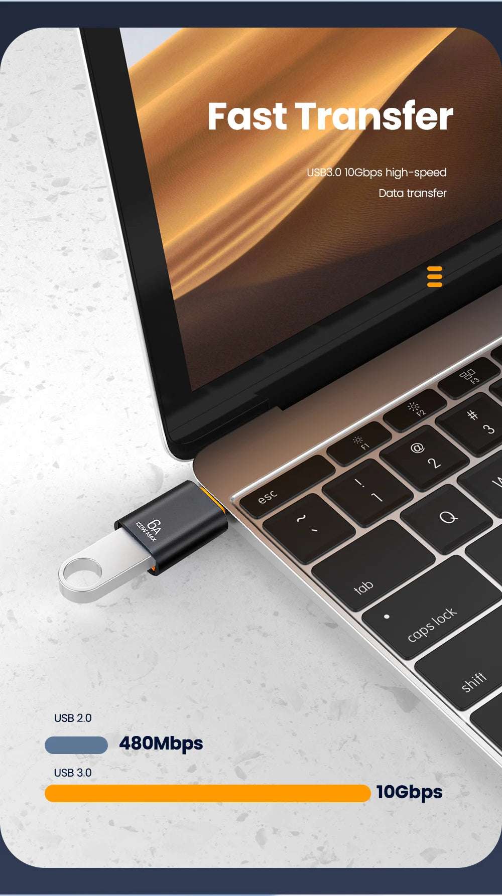 10A OTG USB 3.0 To Type C Adapter USB Female To Type c Male Fast Charging adadpter OTG USB C For Xiaomi Samsung Laptop PC