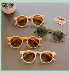 2023 New Children Round Solid Frosted Sunglasses Kids Outdoor Sun Protection Acrylic UV400 Glasses Boys Girls Polarized Glasses