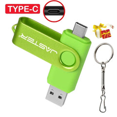 محرك أقراص فلاش USB من النوع C بسعة 128 جيجابايت وذاكرة تخزين 64 جيجابايت وسلسلة مفاتيح مجانية وذاكرة تخزين إبداعية هدية عمل باللون الأحمر وقرص U أزرق 32 جيجابايت
