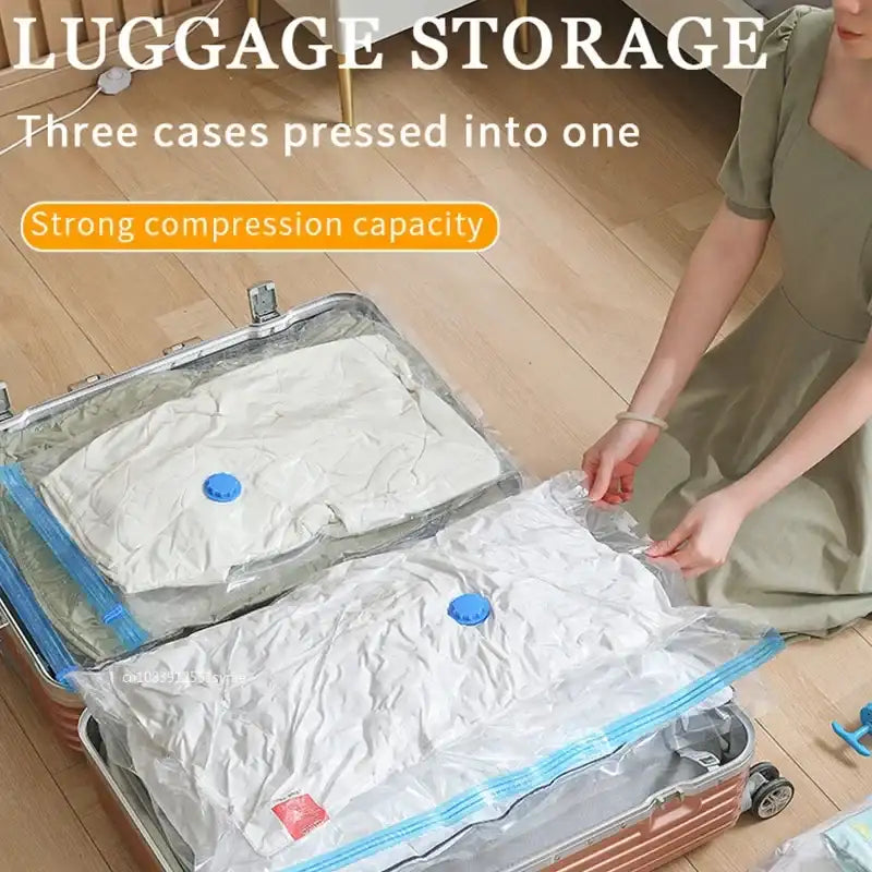 3/5PCS Vacuum Storage Bags For Clothes,Bedding,Space Saving Bags Storage Vacuum Seal Packet,Folding Compressed Organizer Bag