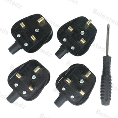 4Pcs UK 3 Pins AC Electrical Power Rewireable Plug Male Wire Fused Socket Adaptor Extension Cord Cable Connector + Screw Driver
