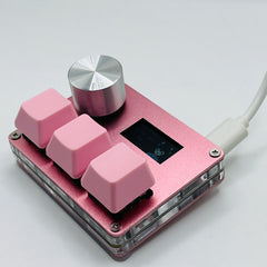 O3C SayoDevice OSU O3C مفاتيح هول ذات الزناد السريع ومفاتيح مغناطيسية وردية اللون ولوحة مفاتيح بمقبض وشاشة ونسخ ولصق وقص