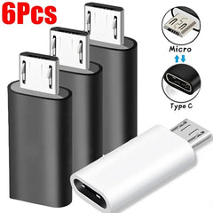 6-1Pcs Type C Female To Micro Male USB Android Adapters USB-C Charger Converter Connector for Samsung Xiaomi Huawei Smart Phone