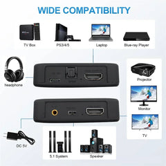 HDMI-Compatible Audio Extractor Stereo Audio Converter 3.5mm 4k X 2k Audio Splitter Adapter For PS4 TV DVD Home Theater