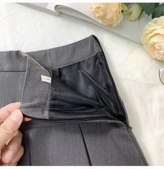 Grey High-waisted Mini Dress For Women Slimming Versatile Anti-exposure A- line Skirt Design Sensibility Spring Autumn 2024 New