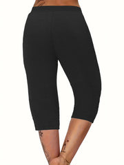 2024 summer plus size European and American style high elastic fabric slim-fit hip style cropped pants