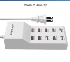 High Speed 10 Ports 5V USB Hub AC Charger Strip Adapter Portable USB Power Adapter for Home Office Travel Wall Charger EU Plug