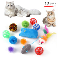 مجموعة ألعاب القطط المتنوعة من DualPet Kitten Toys، لعبة قطط مضحكة، عصا قطط من نبات السيزال، فأر، جرس، كرة، مستلزمات القطط، مجموعة من 20 قطعة