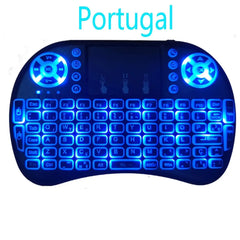 Backlight English Russian French Spanish Portugal Fly Air Mouse 2.4G Touchpad for Android TV Box PC I8 Mini Wireless Keyboard