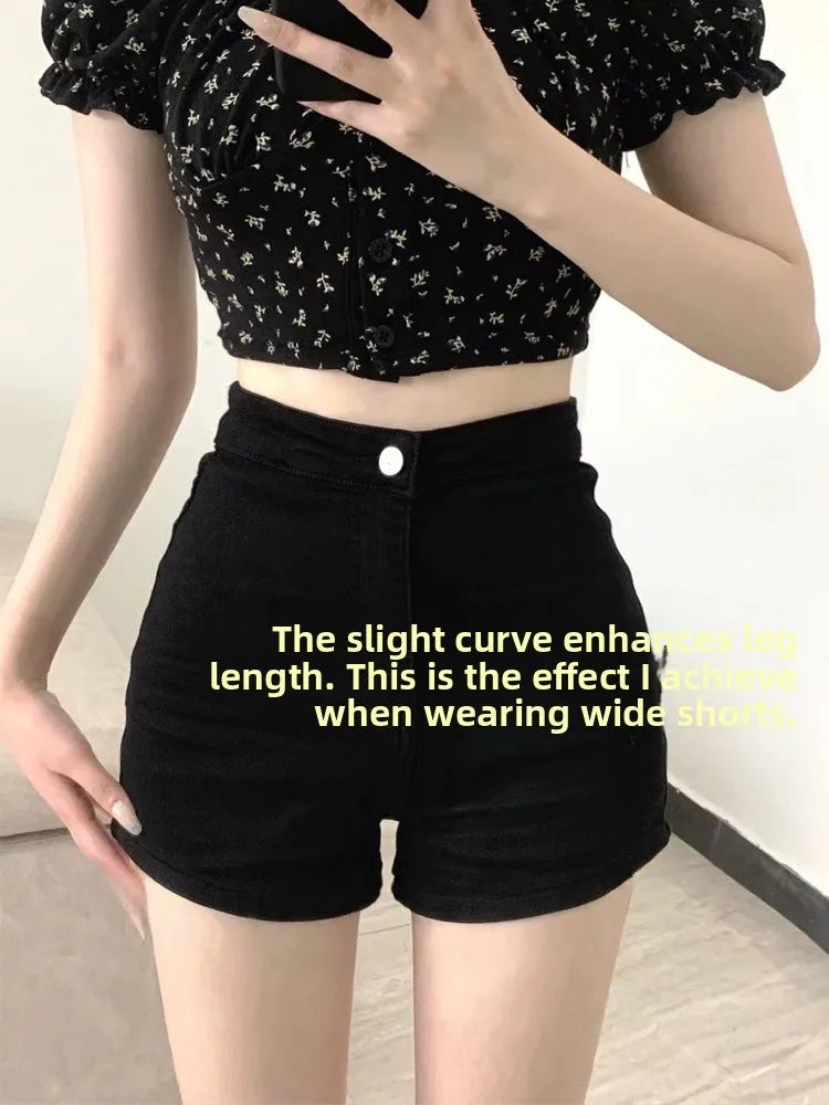 Women's Summer 2025 Slimming A-Line Loose Five-Quarter Jeans orts High Waist Wide Leg Cool Feeling Denim orts for Junior ...
