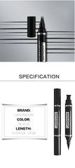 Dual-Ended Stamp Eyeliner Pen, 2-in-1 Waterproof and Smudge-Proof Black Eyeliner with Triangular Tip, Long-Lasting Precision