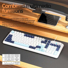 Wired Keyboard - Silent Red Switches, Ergonomic Design, Color-Blocked Keycaps, for Gaming/Office with Control Knob