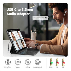 محول صوت USB C إلى 3.5 مم من النوع C إلى مقبس سماعة رأس مساعد 24 بت / 96 كيلو هرتز كابل HiFi DAC لهاتف Galaxy S23 S23 + Ultra S22 S21 S20